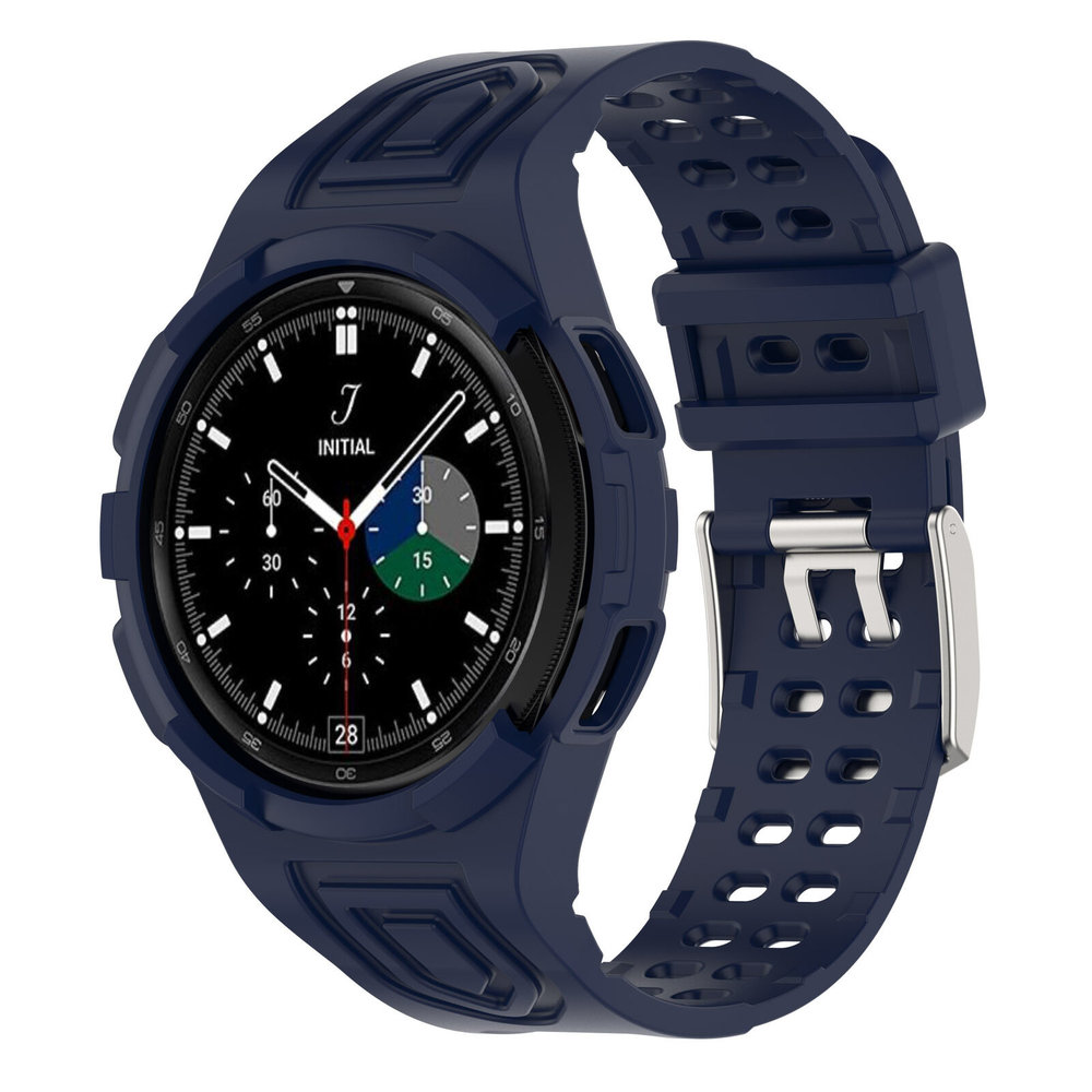 Strap-it Strap-it Bracelet silicone intégral Samsung Galaxy Watch 4 Classic 46mm (bleu foncé)