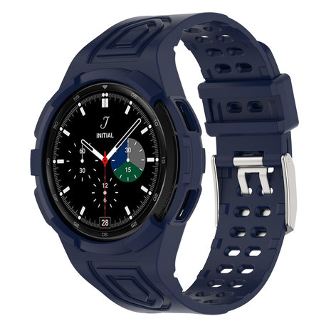 Strap-it Strap-it Bracelet silicone intégral Samsung Galaxy Watch 4 Classic 46mm (bleu foncé)