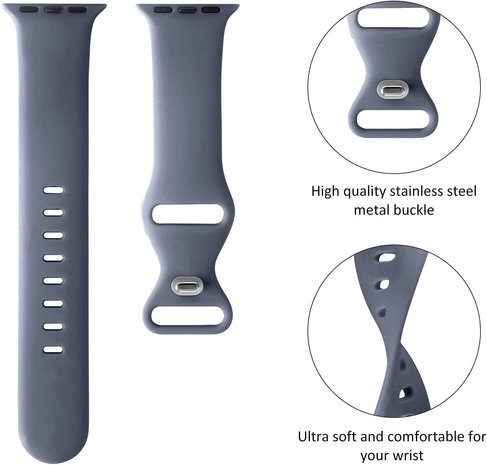 Strap-it Strap-it Bracelet Apple Watch silicone (gris-bleu)