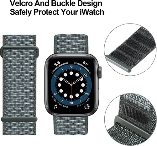 Strap-it Strap-it Bracelet Apple Watch nylon (gris-vert)