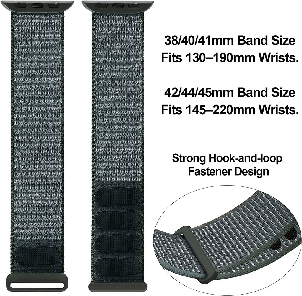 Strap-it Strap-it Bracelet Apple Watch nylon (gris-vert)