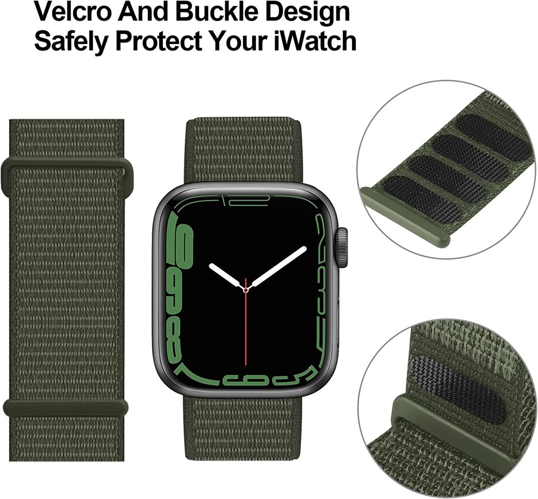 Strap-it Strap-it Bracelet Apple Watch nylon (vert armée)