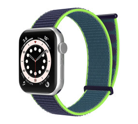 Strap-it Bracelet Apple Watch nylon (bleu foncé/citron vert)