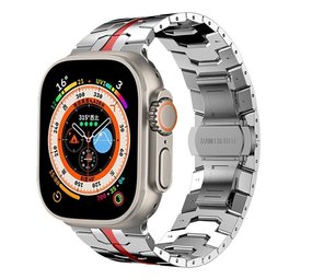 Strap-it Bracelet acier Iron Apple Watch (argent/rouge)