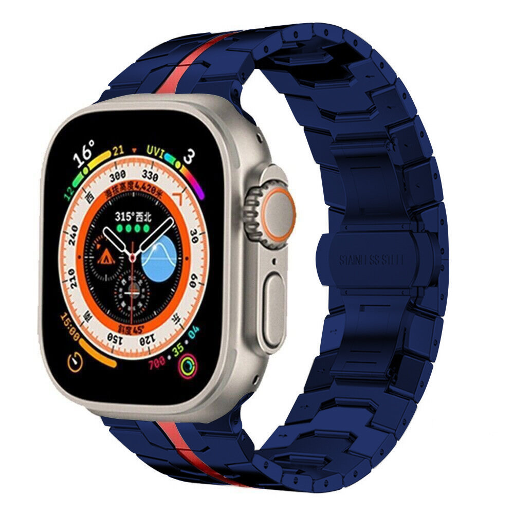Strap-it Strap-it Bracelet acier Iron Apple Watch (bleu/rouge)