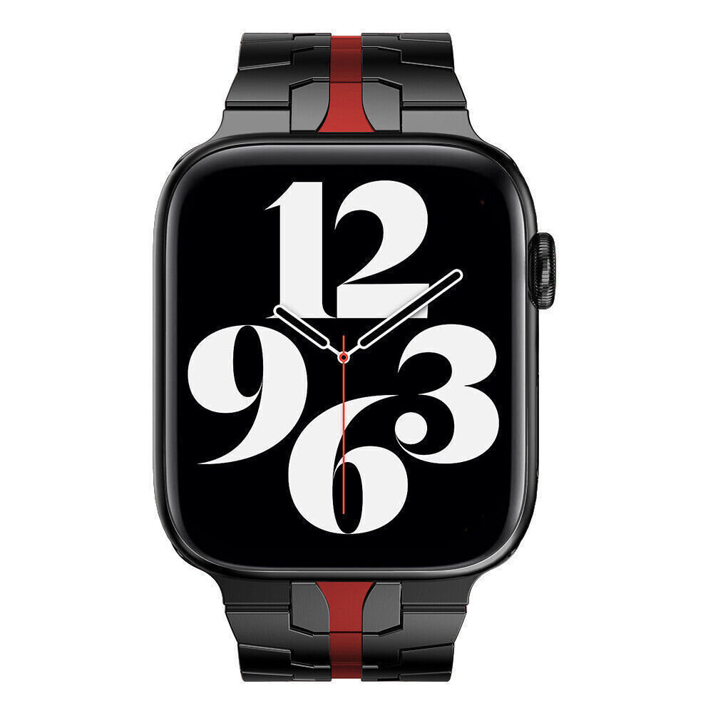 Strap-it Strap-it Bracelet acier Iron Apple Watch (noir/rouge)