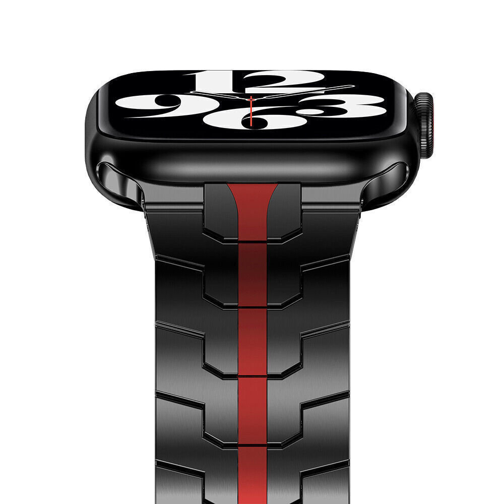 Strap-it Strap-it Bracelet acier Iron Apple Watch (noir/rouge)