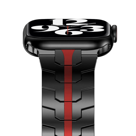 Strap-it Strap-it Bracelet acier Iron Apple Watch (noir/rouge)
