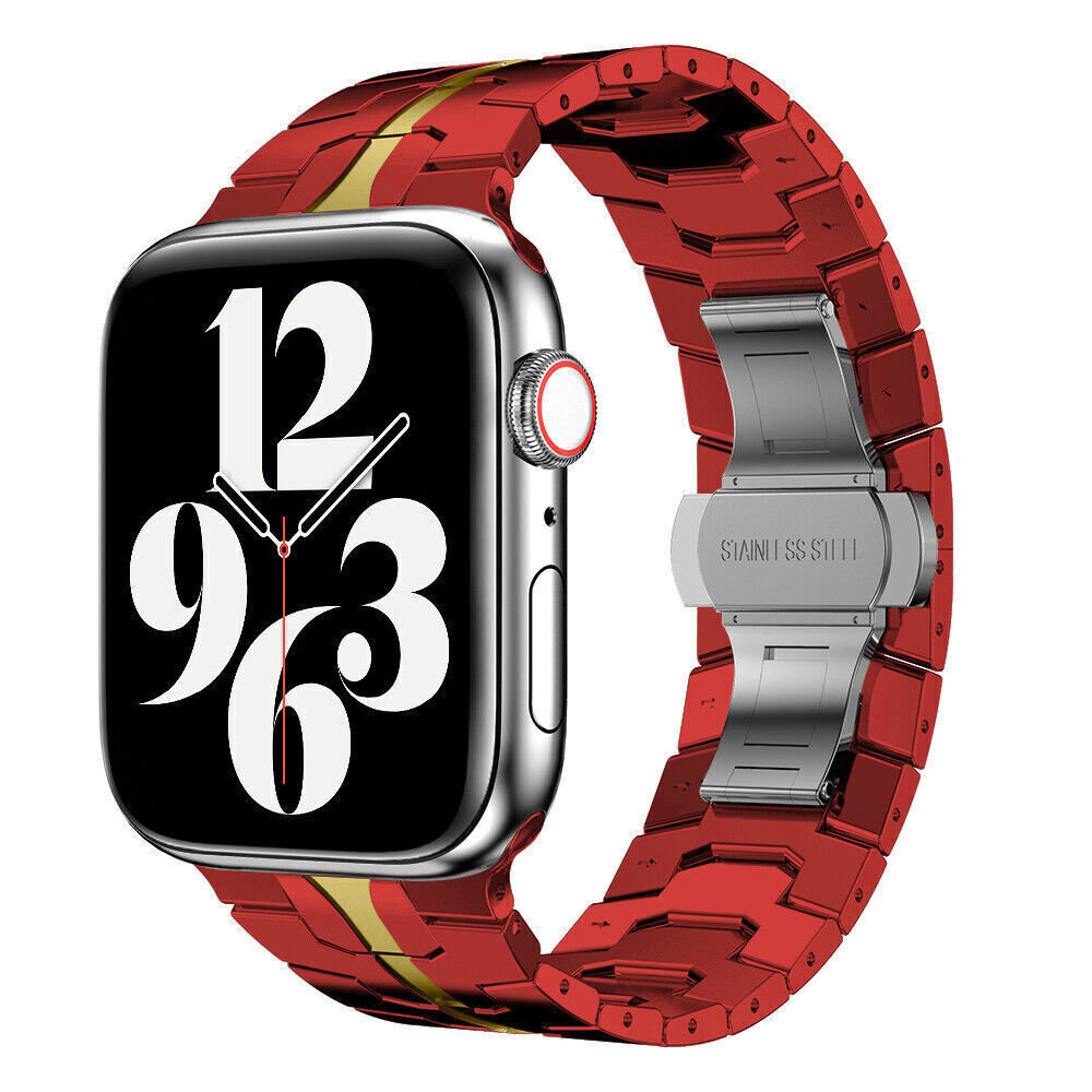 Strap-it Strap-it Bracelet acier Iron Apple Watch (rouge/or)