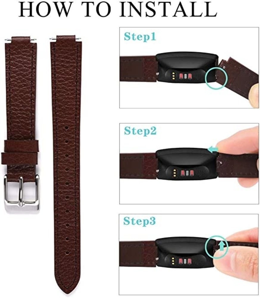 Strap-it Strap-it Bracelet cuir Fitbit Inspire 3 (marron foncé)