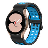 Strap-it Bracelet sport carré Samsung Galaxy Watch 4 44mm (noir/bleu clair)