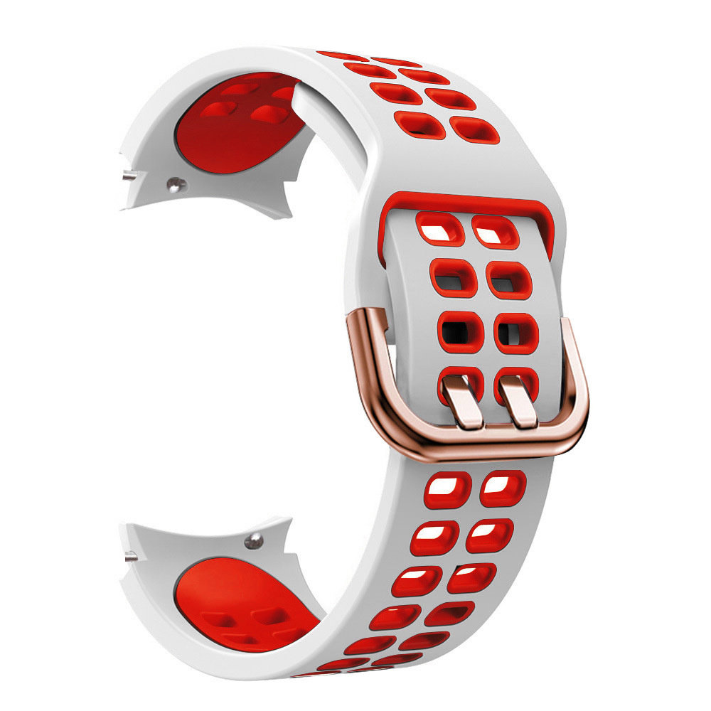 Strap-it Strap-it Bracelet sport carré Samsung Galaxy Watch 4 44mm (blanc/rouge)