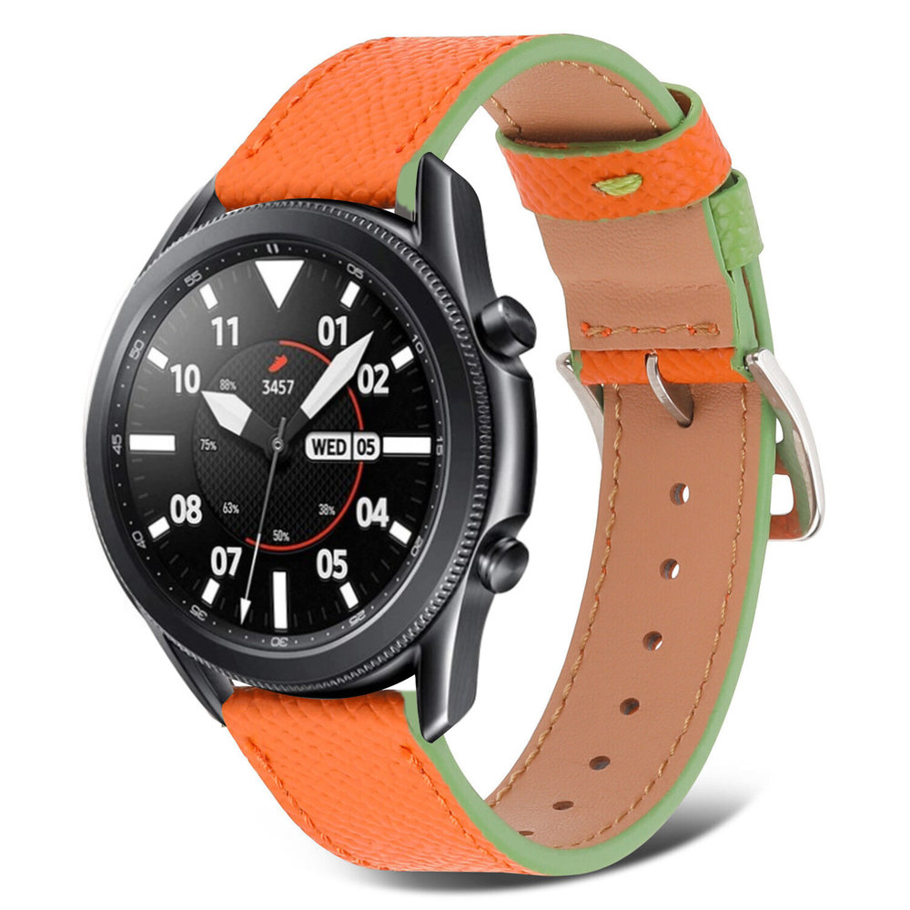 Strap-it Strap-it Bracelet cuir Samsung Galaxy Watch 3 45mm (orange-vert)