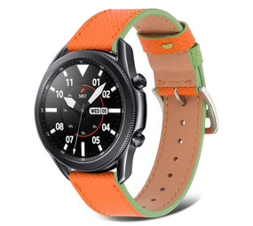 Strap-it Bracelet cuir Samsung Galaxy Watch 3 45mm (orange-vert)