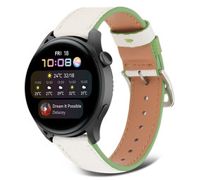 Strap-it Bracelet cuir Huawei Watch 3 (Pro) (blanc-vert)