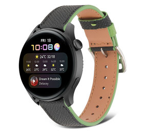 Strap-it Bracelet cuir Huawei Watch 3 (Pro) (noir-vert)
