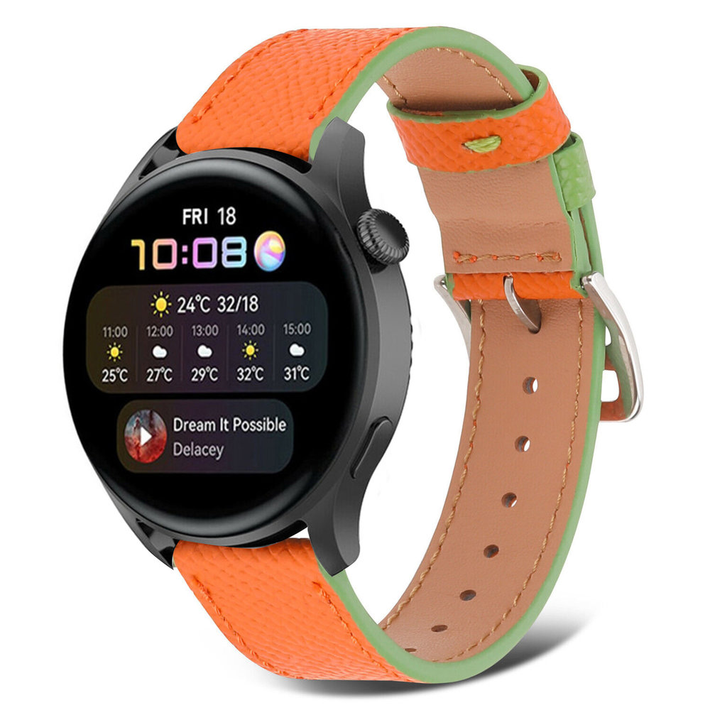 Strap-it Strap-it Bracelet cuir Huawei Watch 3 (Pro) (orange-vert)