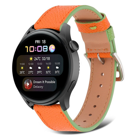 Strap-it Strap-it Bracelet cuir Huawei Watch 3 (Pro) (orange-vert)