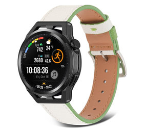 Strap-it Bracelet cuir Huawei Watch GT Runner (blanc-vert)