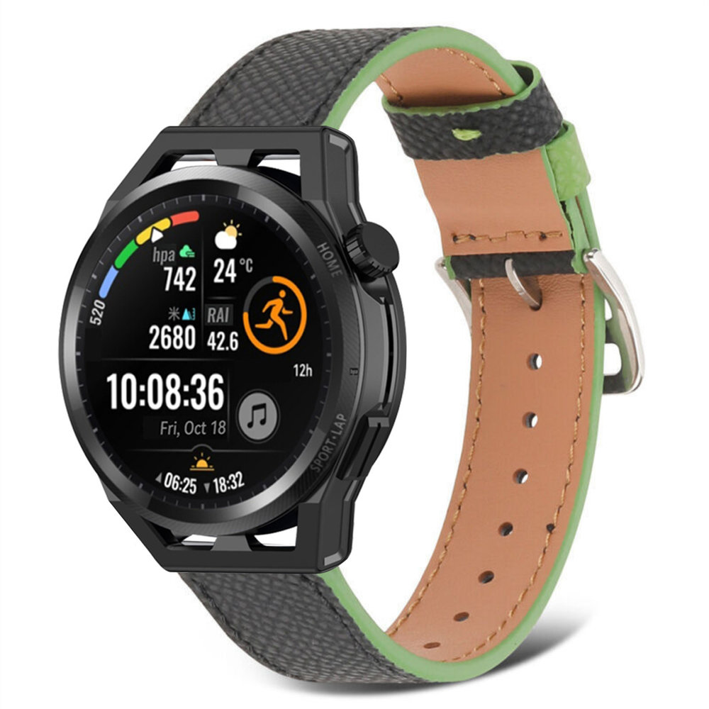 Strap-it Strap-it Bracelet cuir Huawei Watch GT Runner (noir-vert)