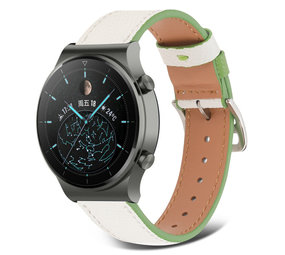 Strap-it Bracelet cuir Huawei Watch GT 2 Pro (blanc-vert)