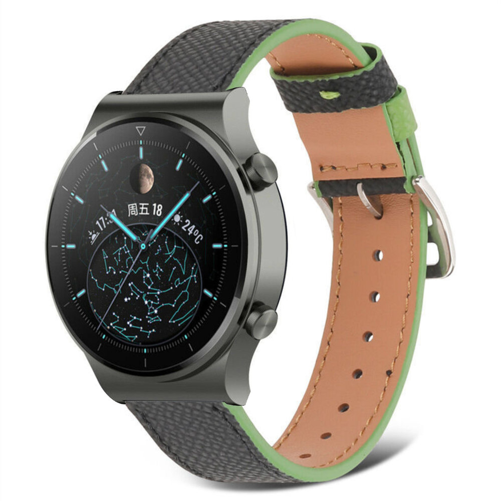Strap-it Strap-it Bracelet cuir Huawei Watch GT 2 Pro (noir-vert)