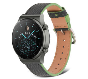 Strap-it Bracelet cuir Huawei Watch GT 2 Pro (noir-vert)