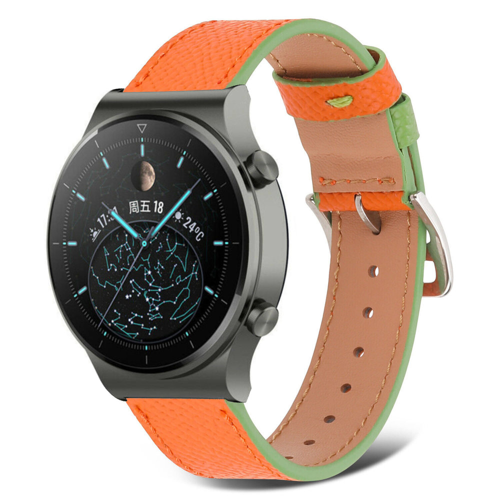 Strap-it Strap-it Bracelet cuir Huawei Watch GT 2 Pro (orange-vert)