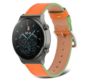 Strap-it Bracelet cuir Huawei Watch GT 2 Pro (orange-vert)