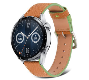 Strap-it Bracelet cuir Huawei Watch GT 3 46mm (marron-vert)