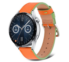 Strap-it Bracelet cuir Huawei Watch GT 3 46mm (orange-vert)