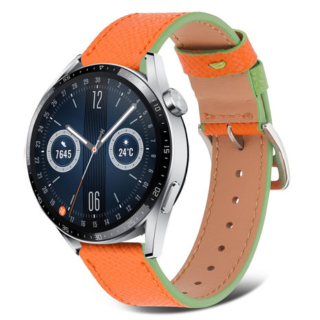 Strap-it Strap-it Bracelet cuir Huawei Watch GT 3 46mm (orange-vert) Strap-it Strap-it Bracelet cuir Huawei Watch GT 3 46mm (orange-vert)