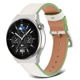 Strap-it Bracelet cuir Huawei Watch GT 3 Pro 46mm (blanc-vert)