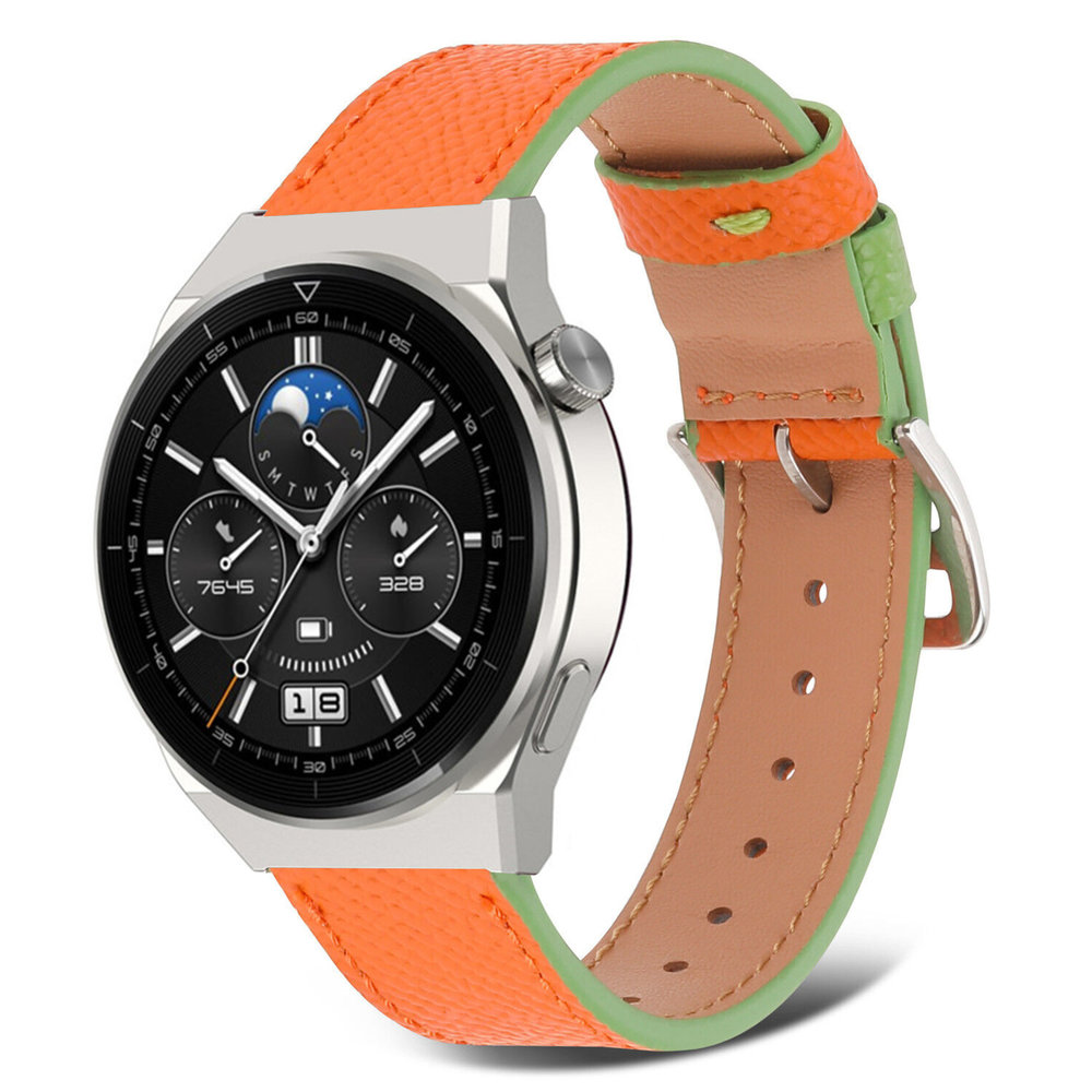 Strap-it Strap-it Bracelet cuir Huawei Watch GT 3 Pro 46mm (orange-vert)