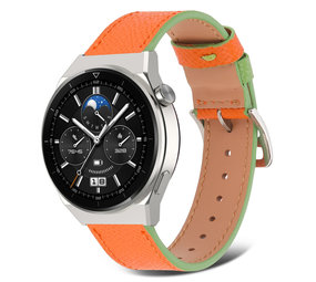 Strap-it Bracelet cuir Huawei Watch GT 3 Pro 46mm (orange-vert)