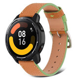 Strap-it Bracelet cuir Xiaomi Watch S1 (marron-vert)