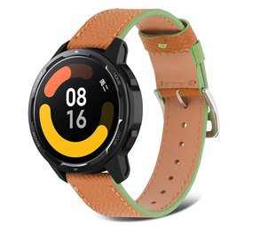 Strap-it Bracelet cuir Xiaomi Watch S1 (marron-vert)