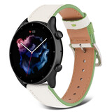 Strap-it Bracelet cuir Amazfit GTR 3 (Pro) (blanc-vert)