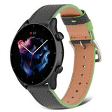 Strap-it Bracelet cuir Amazfit GTR 3 (Pro) (noir-vert)