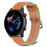 Strap-it Bracelet cuir Amazfit GTR 3 (Pro) (marron-vert)