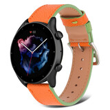 Strap-it Bracelet cuir Amazfit GTR 3 (Pro) (orange-vert)