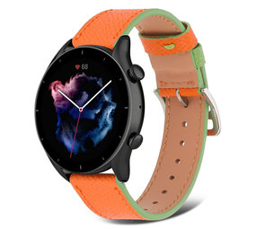 Strap-it Bracelet cuir Amazfit GTR 3 (Pro) (orange-vert) Strap-it Bracelet cuir Amazfit GTR 3 (Pro) (orange-vert)