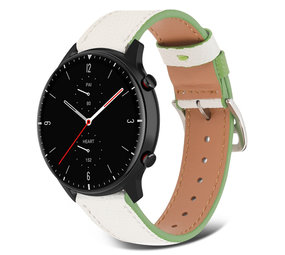 Strap-it Bracelet cuir Amazfit GTR 2 (blanc-vert)