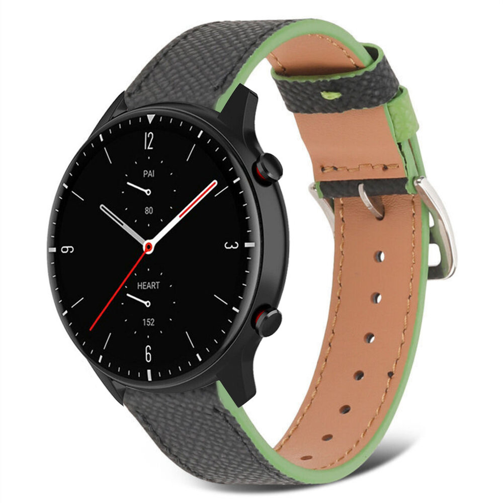 Strap-it Strap-it Bracelet cuir Amazfit GTR 2 (noir-vert) Strap-it Strap-it Bracelet cuir Amazfit GTR 2 (noir-vert)