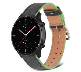 Strap-it Bracelet cuir Amazfit GTR 2 (noir-vert) Strap-it Bracelet cuir Amazfit GTR 2 (noir-vert)