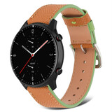 Strap-it Bracelet cuir Amazfit GTR 2 (marron-vert)