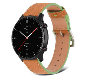 Strap-it Bracelet cuir Amazfit GTR 2 (marron-vert)