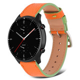 Strap-it Bracelet cuir Amazfit GTR 2 (orange-vert)
