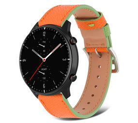 Strap-it Bracelet cuir Amazfit GTR 2 (orange-vert) Strap-it Bracelet cuir Amazfit GTR 2 (orange-vert)