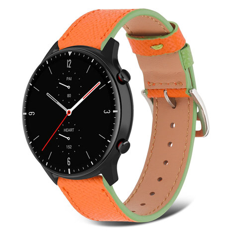 Strap-it Strap-it Bracelet cuir Amazfit GTR 2 (orange-vert) Strap-it Strap-it Bracelet cuir Amazfit GTR 2 (orange-vert)